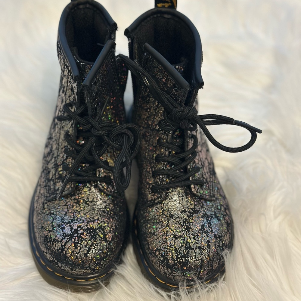 Dr. Martens Black Glitter Combat Boots